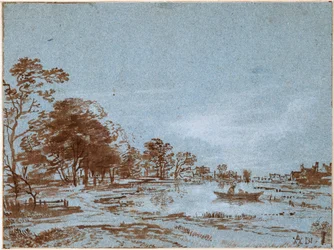 River Landscape by Moonlight